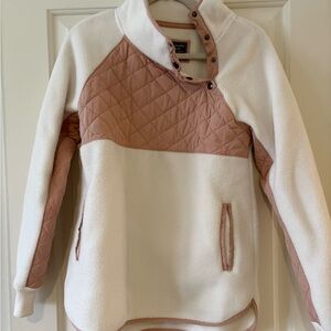 Abercrombie & Fitch Cream and Pink Fleece Pullover